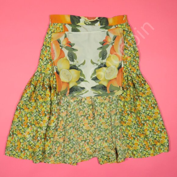Stella McCartney Lemon Citrus Print Silk Midi Skirt Womens Size 40 - Picture 4 of 7
